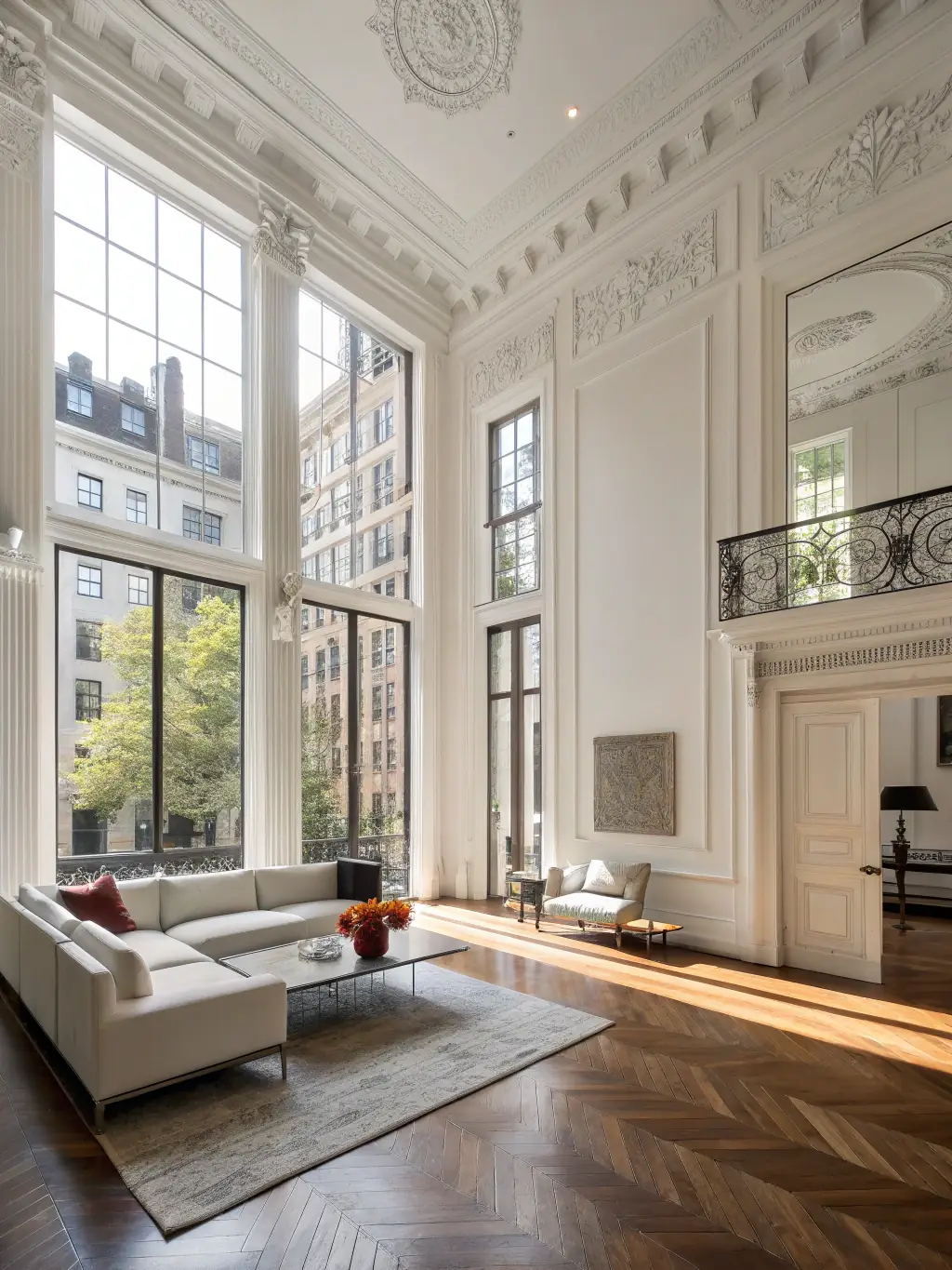 A room showcasing detailed crown molding along the ceiling line, highlighting the architectural interest and sophistication added by Emerald City Millworks.